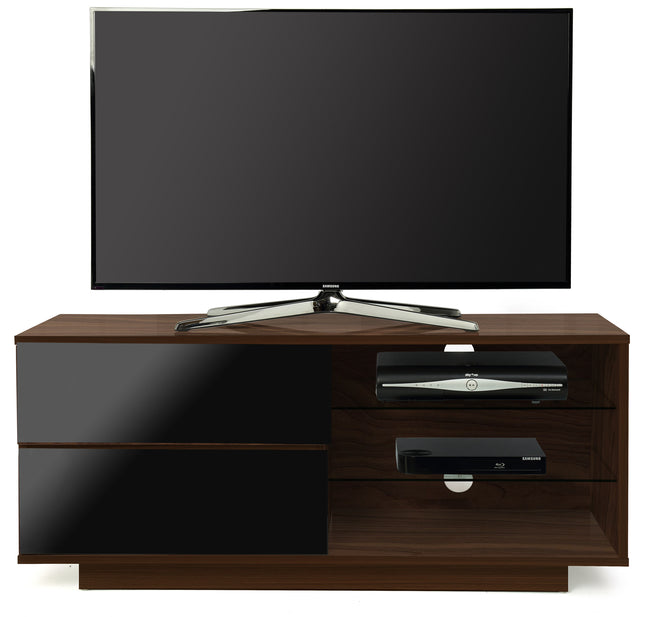 Centurion Supports Gallus Premium Walnut with 2-Black Drawers and 3-Shelves 32"-55" LED/OLED/LCD TV Cabinet