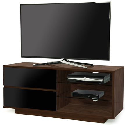 Centurion Supports Gallus Premium Walnut with 2-Black Drawers and 3-Shelves 32"-55" LED/OLED/LCD TV Cabinet