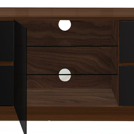 Centurion Supports AVITUS ULTRA Remote Friendly Beam-Thru Premium Walnut with 4-Black Drawers 32"-65" Flat Screen TV Cabinet