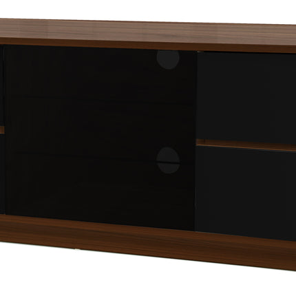 Centurion Supports AVITUS ULTRA Remote Friendly Beam-Thru Premium Walnut with 4-Black Drawers 32"-65" Flat Screen TV Cabinet