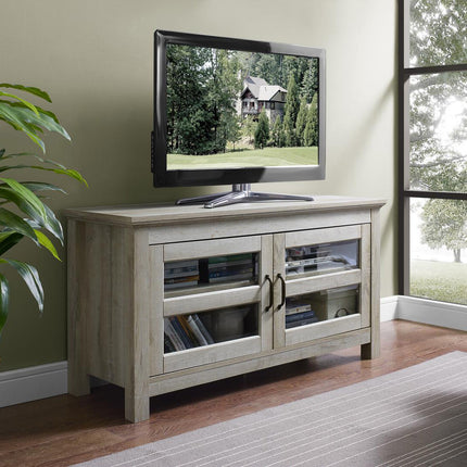 Centurion Supports SALENTO Whiteoak Beam-Thru Remote Friendly Transitional Furniture Design up to 50" Flat Screen TV Cabinet