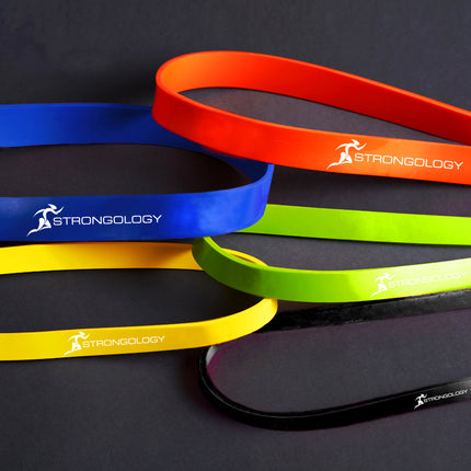 Strongology Skin-Friendly Latex RESISTANCE BAND SET Durable Exercise Loops with 5 Different Resistance Levels