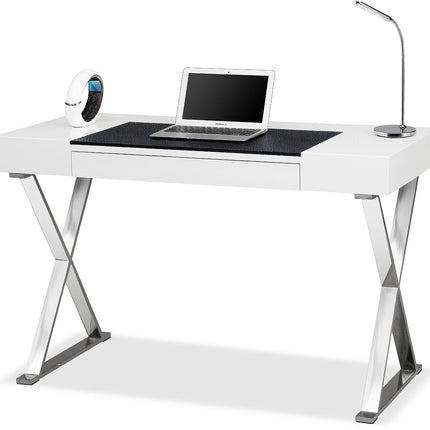 Centurion Supports ADONIS Gloss White and Chrome Ergonomic Home Office Luxury Computer Desk
