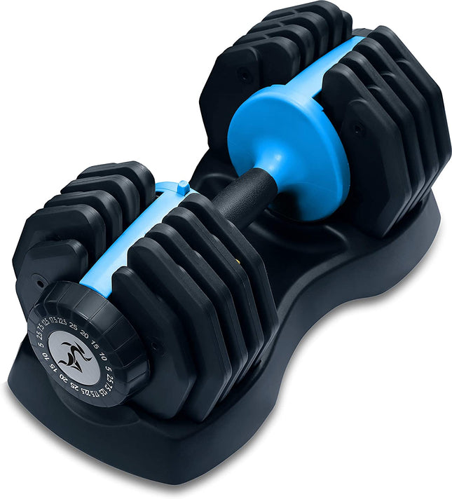 Strongology Urban25 Home Fitness Black and Blue Adjustable Smart Dumbbell from 2.5kg up to 25kg Training Weights