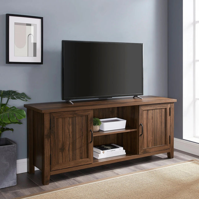 Homeology RANCH Walnut Dual Compartment Storage 6-Shelf up to 65" Flat Screen TV Cabinet