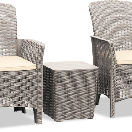 Centurion Supports OPHELIA 3-Piece Rattan Garden Furniture High Back Armchair Set with Side Table in Grey