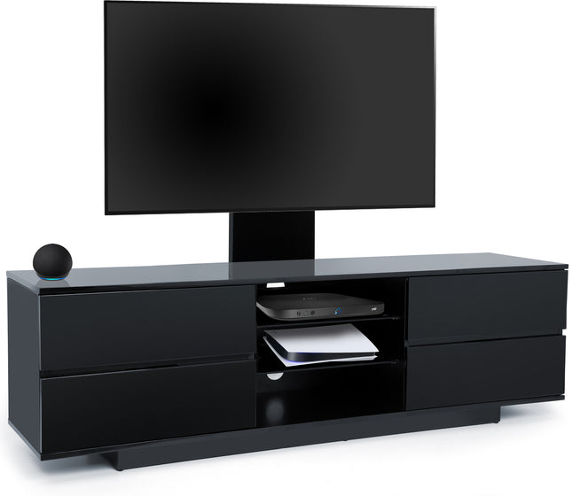 Centurion Supports AVITUS Gloss Black with 4-Black Drawers for up to 65" LED/LCD/Plasma TV Stand with Mounting Arm