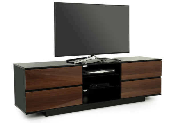 Centurion Supports Avitus Gloss Black with 4-Walnut Drawers and 3-Shelf 32"-65" LED/LCD/Plasma TV Stand