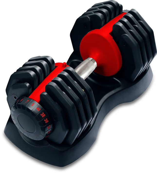 Strongology Urban40 Single Home Fitness Black Red Adjustable Smart Dumbbells from 5kg up to 40kg Training Weights