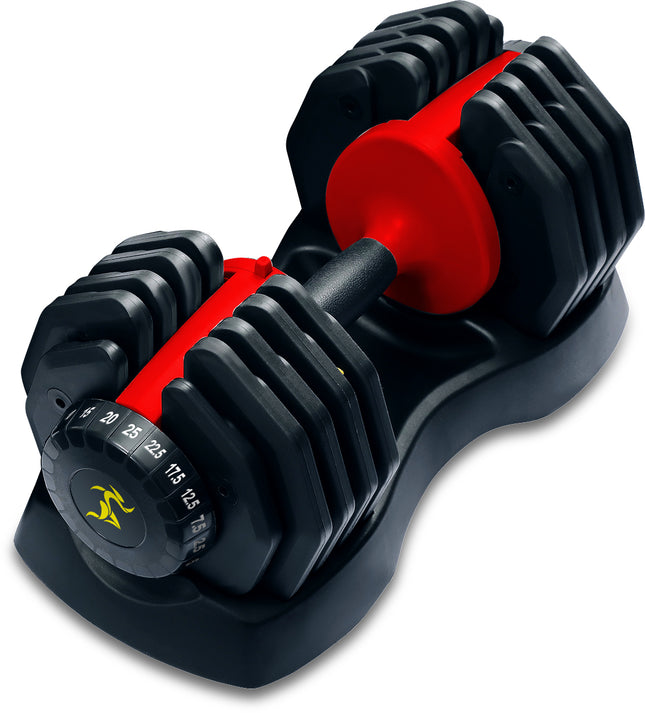 Strongology Urban25 Single Home Fitness Black Red Adjustable Smart Dumbbell from 2.5kg up to 25kg Training Weights