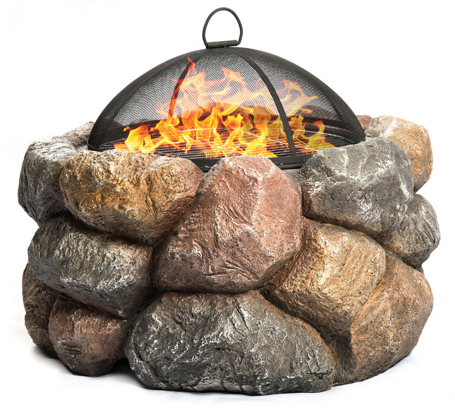 Centurion Supports Fireology SEYCHELLES Grand Garden and Patio Heater Fire Pit Brazier and Barbecue with Eco-Stone Finish