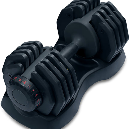 Strongology Home Fitness Single Adjustable Smart Dumbbell from 5kg to 40kg Training Weights in Black