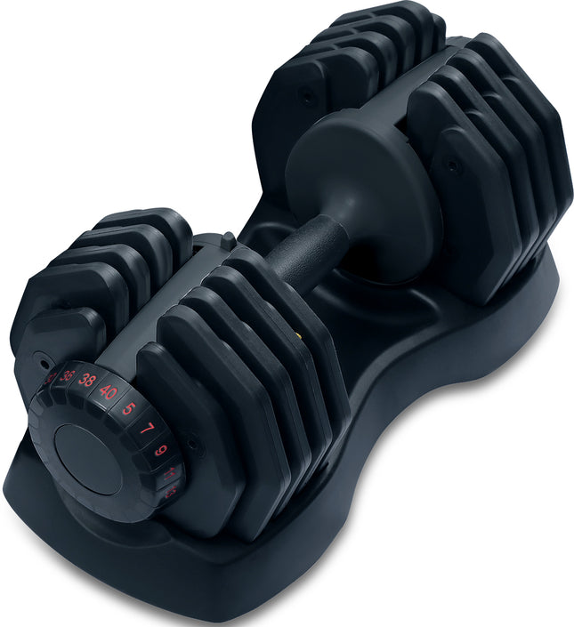 Strongology Home Fitness Single Adjustable Smart Dumbbell from 5kg to 40kg Training Weights in Black