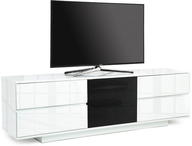 Centurion Supports AVITUS ULTRA Remote Friendly BeamThru Gloss White with 4-White Drawers 32"-65" Flat Screen TV Cabinet