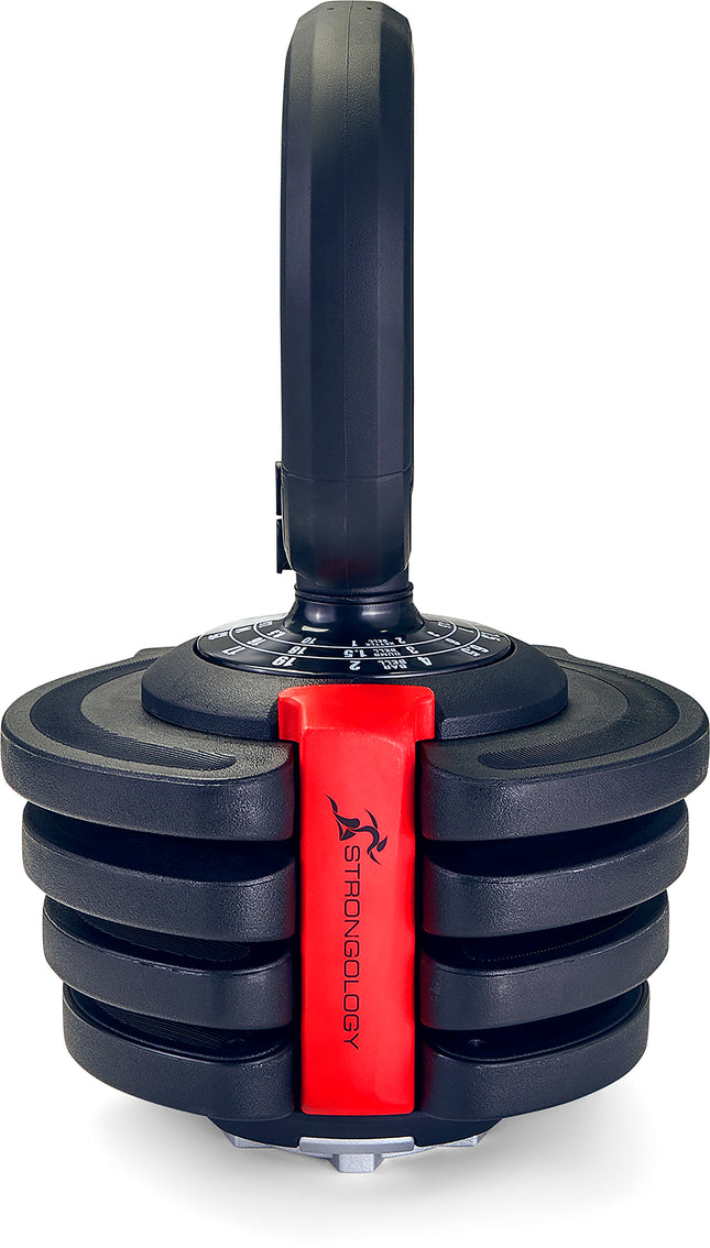 Strongology ELEMENT10 Home Fitness Black and Red Adjustable Smart Kettlebell from 1kg up to 10kg Training Weights