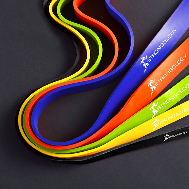 Strongology Skin-Friendly Latex RESISTANCE BAND SET Durable Exercise Loops with 5 Different Resistance Levels