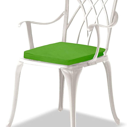 Centurion Supports OSHOWA Luxurious Garden and Patio Table and 4 Large Chairs with Armrests Cast Aluminium Bistro Set - White with Green Cushions