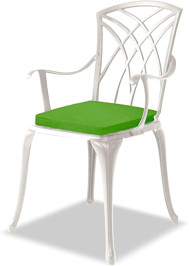 Centurion Supports OSHOWA Luxurious Garden and Patio Table and 4 Large Chairs with Armrests Cast Aluminium Bistro Set - White with Green Cushions
