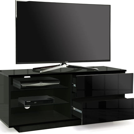 Centurion Supports GALLUS High Gloss Black with 2-Gloss Black Drawers for 32"-55" LED/OLED/LCD TV Cabinet - Fully Assembled