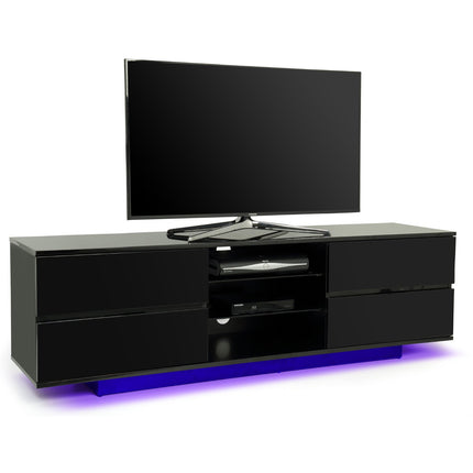 Centurion Supports Avitus Premium High Gloss Black with 4 Drawers and 3-Shelf up to 65" LED/OLED/LCD TV Cabinet with 16 colour LED Lights