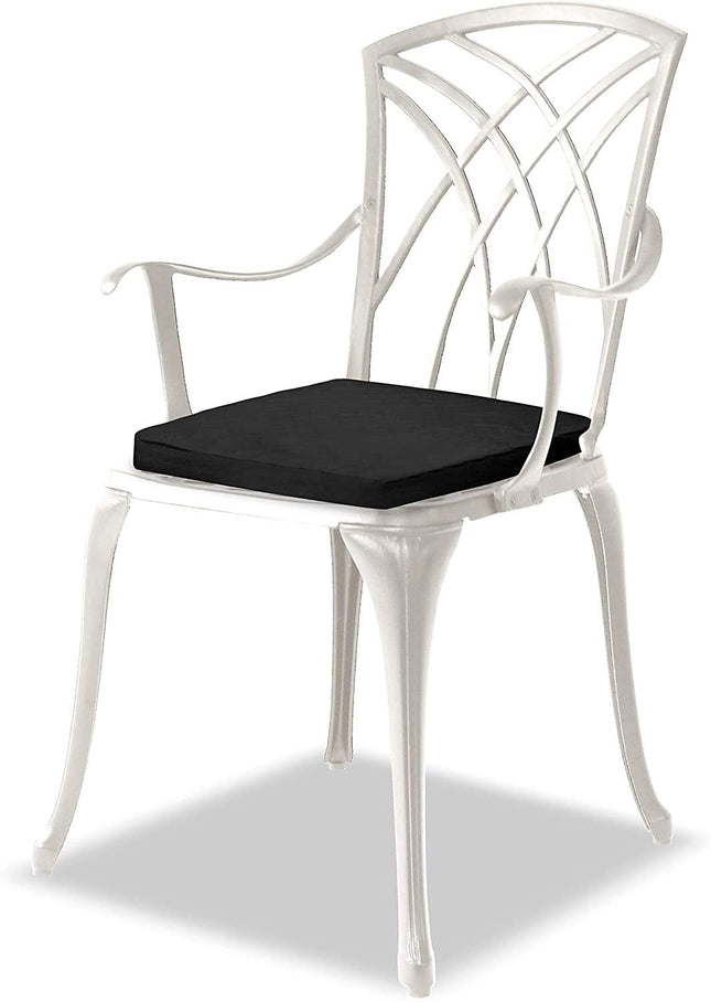 Centurion Supports OSHOWA Luxurious Garden and Patio Table and 4 Large Chairs with Armrests Cast Aluminium Bistro Set - White with Black Cushions