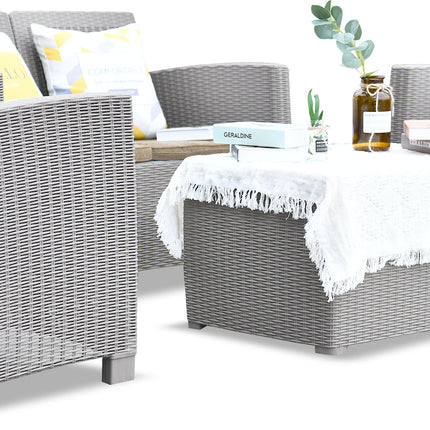 Centurion Supports SANTANA 4 Piece PE Rattan 4-Seater with Cushions Garden Furniture and Coffee Table Set in Grey