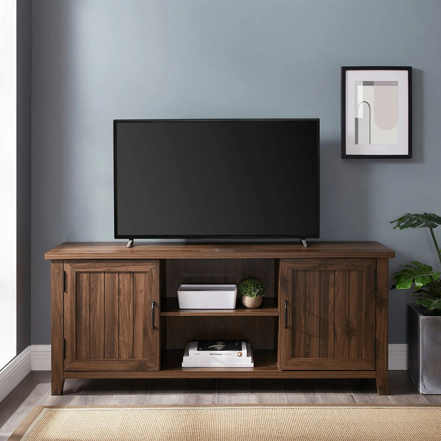 Homeology RANCH Walnut Dual Compartment Storage 6-Shelf up to 65" Flat Screen TV Cabinet