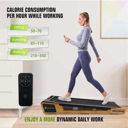 Strongology INCLINO 5° Incline Light Walnut Wood Finish Home and Office Quiet 2.0HP Adjustable Speed 1-6km/h Bluetooth  LED Display Treadmill - Fully Assembled
