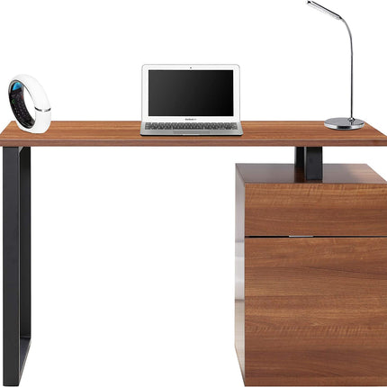 Centurion Supports CALISTA Walnut with Matte Black Legs Contemporary Home Office Computer Desk