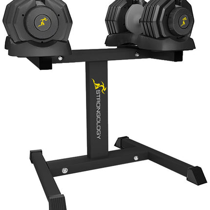 Strongology Urban25 Grey Adjustable Dumbbell Pair with Free Durable Steel Adjustable Urban25 Dumbbell Floor Stand