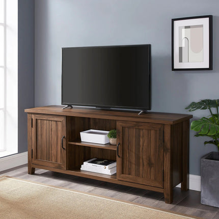 Homeology RANCH Walnut Dual Compartment Storage 6-Shelf up to 65" Flat Screen TV Cabinet