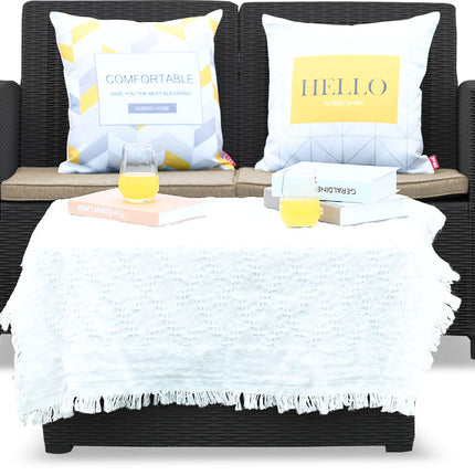 Centurion Supports SANTANA 4 Piece PE Rattan 4-Seater with Cushions Garden Furniture and Coffee Table Set in Black