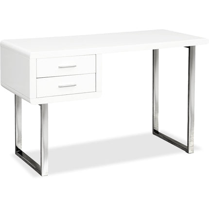 Centurion Supports HARMONIA Gloss White with Chrome legs 2-Drawer Contemporary Home Office Luxury Computer Desk