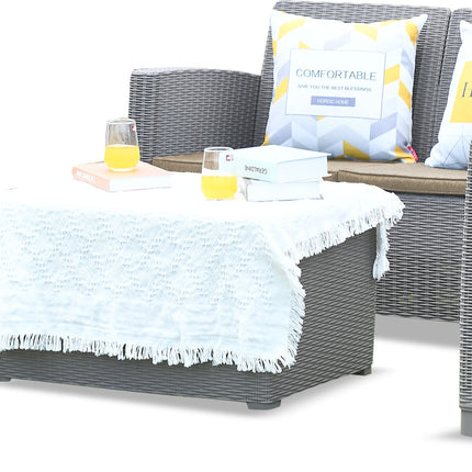 Centurion Supports SANTANA 4 Piece PE Rattan 4-Seater with Cushions Garden Furniture and Coffee Table Set in Grey