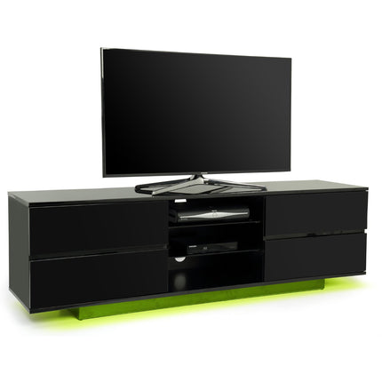 Centurion Supports Avitus Premium High Gloss Black with 4 Drawers and 3-Shelf up to 65" LED/OLED/LCD TV Cabinet with 16 colour LED Lights