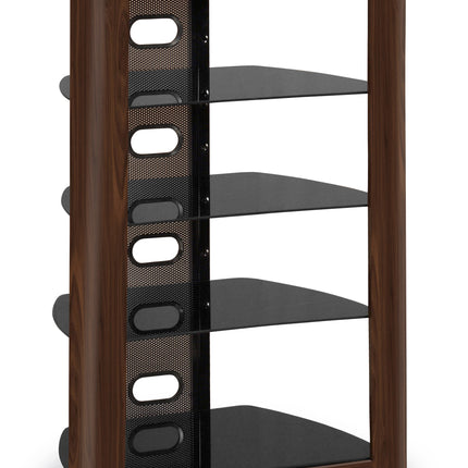 Centurion Supports Zinnia 5-Shelf Black Glass with Walnut Fascia Flat Screen TV/Hi-Fi/AV Rack Glass Stand