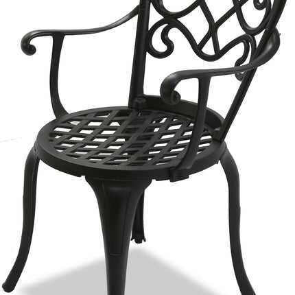 Centurion Supports PREGO Luxurious Garden and Patio Table and 4 Large Chairs with Armrests Cast Aluminium Bistro Set - Black