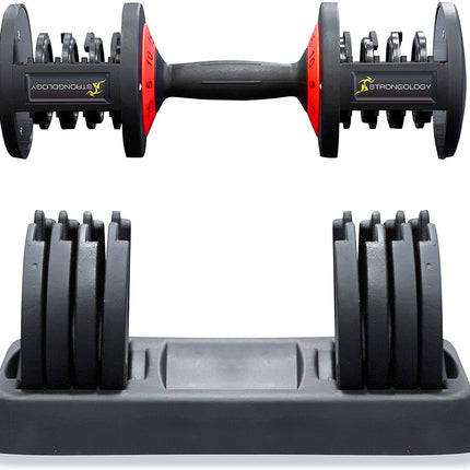 Strongology Tundra 25 Home Fitness Pair Adjustable Smart Dumbbell from 5kg to 25 kg Training Weights