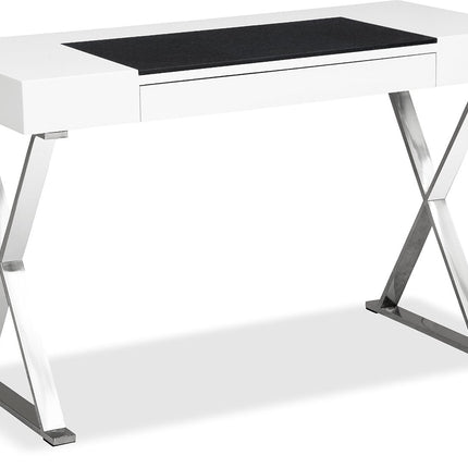 Centurion Supports ADONIS Gloss White and Chrome Ergonomic Home Office Luxury Computer Desk