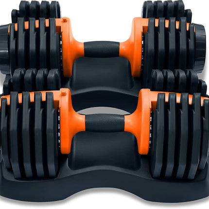 Strongology Urban25 Home Fitness Black and Orange Adjustable Smart Dumbbells from 2.5kg up to 25kg Training Weights