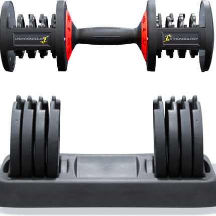 Strongology Tundra 32 Home Fitness Adjustable Smart Dumbbells from 4kg to 32kg Training Weights Pair