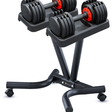 Strongology Tundra32 Adjustable Dumbbell Pair with Free Durable Steel Adjustable Tundra32 Dumbbell Floor Stand