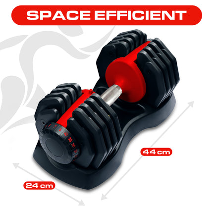 Strongology Urban40 Pair Home Fitness Black Red Adjustable Smart Dumbbells from 5kg up to 40kg Training Weights