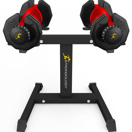 Strongology Urban25 Red Adjustable Dumbbell Pair with Free Durable Steel Adjustable Urban25 Dumbbell Floor Stand