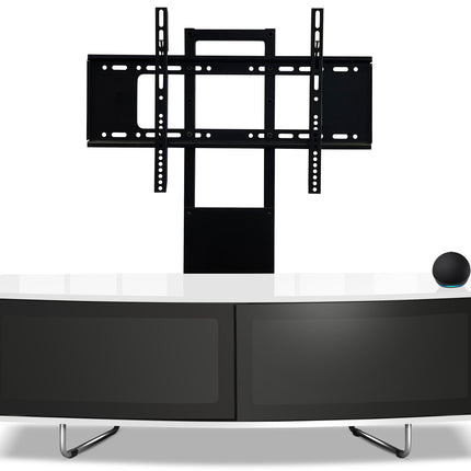 Centurion Supports Caru Black White Beam-Thru Remote Friendly Super-Contemporary D Shape Design 32"-65" LED/OLED/LCD TV Cabinet with Mounting Arm