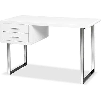 Centurion Supports HARMONIA Gloss White with Chrome legs 2-Drawer Contemporary Home Office Luxury Computer Desk