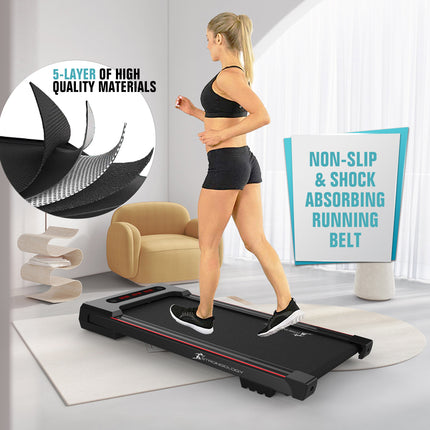 Strongology Home and Office Ultra Quiet 560W Adjustable Speed Slimline MOTIONIC Bluetooth Treadmill with LED Display - Fully Assembled