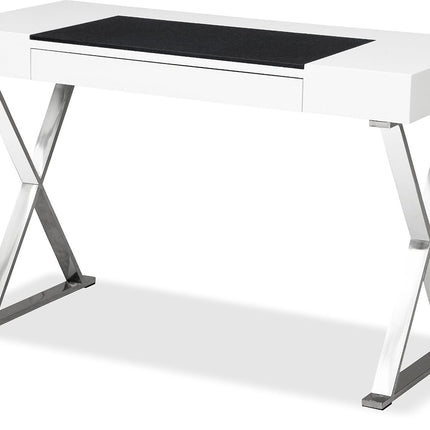 Centurion Supports ADONIS Gloss White and Chrome Ergonomic Home Office Luxury Computer Desk