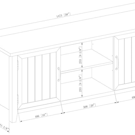 Homeology RANCH Walnut Dual Compartment Storage 6-Shelf up to 65" Flat Screen TV Cabinet