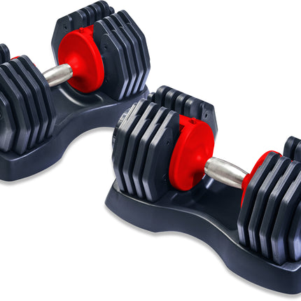 Strongology Urban40 Pair Home Fitness Black Red Adjustable Smart Dumbbells from 5kg up to 40kg Training Weights